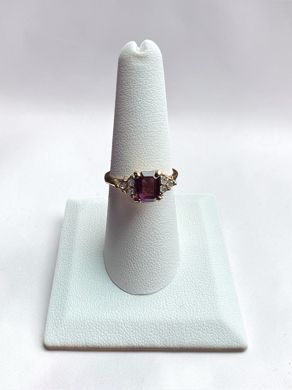 Purple Crystal Gold Tone Ring Size 9.5